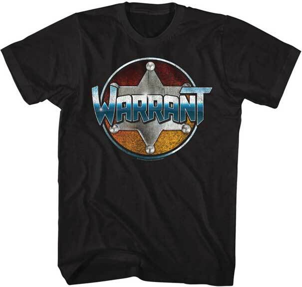 80's WARRANT バンドTシャツ Warrant Band Logo Chrome Sheriff's Badge Men's T Shirt 80's