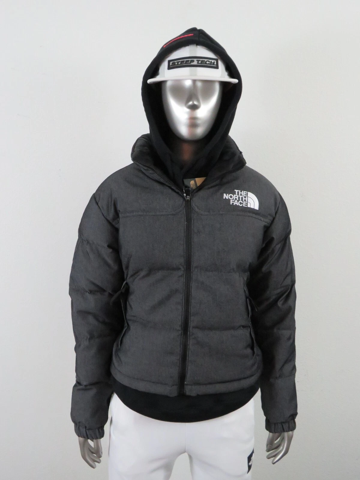 Womens The North Face 1992 92 Reversible Nuptse 600-Down Hooded Jacket Black