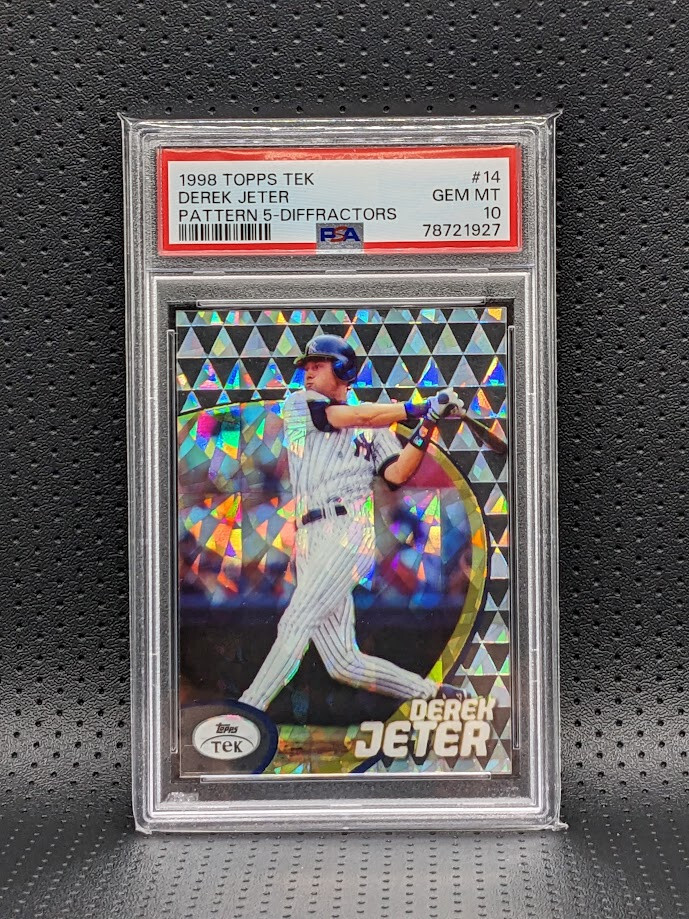 1998 Topps Tek Derek Jeter DIFFRACTOR PSA 10 GEM MINT *POP 1* Pattern 5 view 1