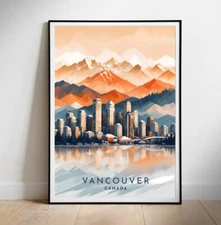 Vancouver Retro Travel Poster, Printable wall art