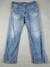 Levis 505 Jeans Mens 38x30 Blue Casual Straight Leg Denim Pants 