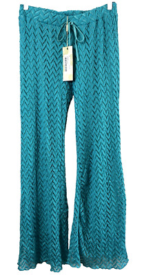 Palazzo Lace Pants Crochet Aqua Boho Beach Cruise Vacation Size M Urban Mangoz