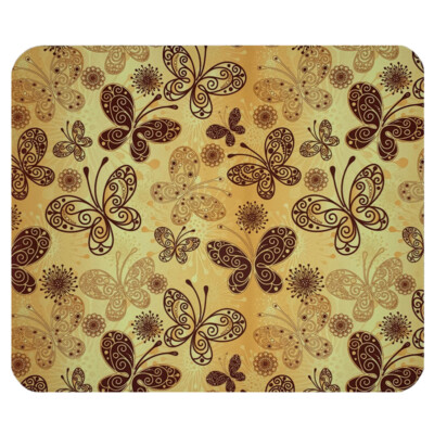 Bohemian Butterfly Yellow Mouse Pad Mat Computer Desk Accessory Office Decor