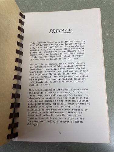 1975 FAVORITE RECIPES HIRAM COLLEGE FACULTY WOMENS CLUB COOK BOOK - Picture 2 of 7