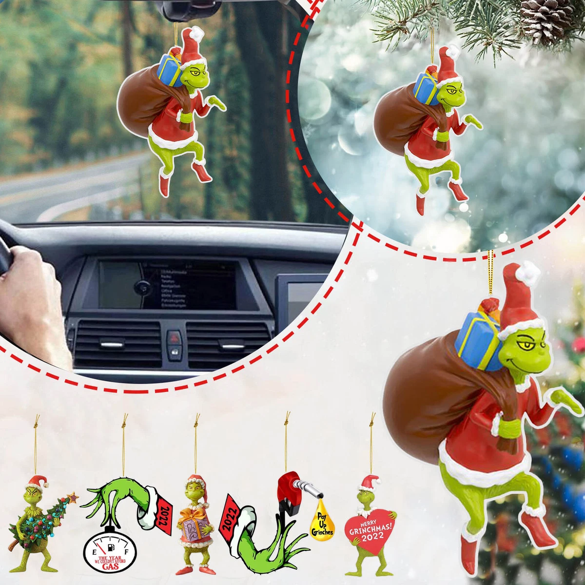 Reddomm Grinch Weihnachtsschmuck - 26 Acryl Anhänger Für Weihnachtsbaum Dekoration