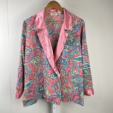 Vintage Victoria's Secret Gold Label Pajama Top Pink Paisley Print Size Medium
