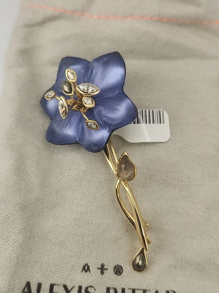 Broche Alexis Bittar púrpura lucita y cristales flor peroné increíble NUEVO CON ETIQUETAS Foto 2 de 4