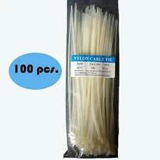 100 Pack - 200 X 2.5MM Nylon Cable Tie Wraps in White - Tuff Jacks