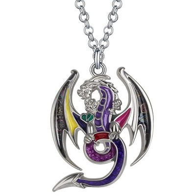 Emaille Fantasy Drache Dinosaurier Halsketten Anhänger für Frauen Schmuck Lucky Sy - 01