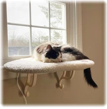 Kitty Sill Heated Cat Window Perch for Large Cats, Orthopedic Window Hammock Bed