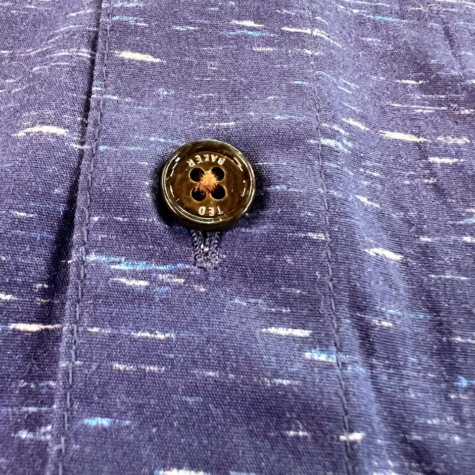 Ted Baker Para Hombres Manga Larga Con Botones Azul Geométrico Talla UK 4 US Grande Foto 4 de 4