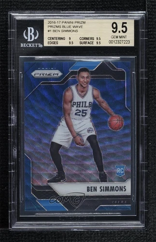 2016-17 Panini Prizm Blue Wave 96/99 Ben Simmons #1 BGS 9.5 GEM MINT Rookie RC