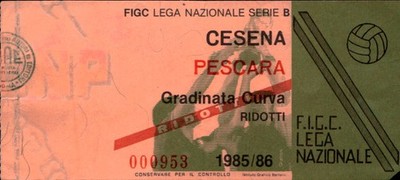Stadium Ticket # Cesena vs Pescara Serie B 1985/86 Reduced Curve Steps