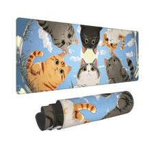 Cat Gaming Mouse Pad Extended Large Desk Mat Waterproof Keyboard Pads with St...