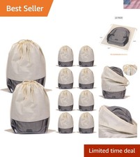10 Pack Jumbo Dustproof Drawstring Bags Dust Covers Large Non-Woven Fabric Cl...