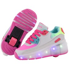 Kids Roller Skate Shoes with Single Wheel Shoes Sport Sneaker LED 2 Little Kid