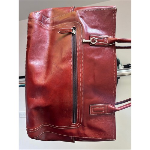 Fossil Leather Tote Bag in Deep Red - Work & Travel Bag
