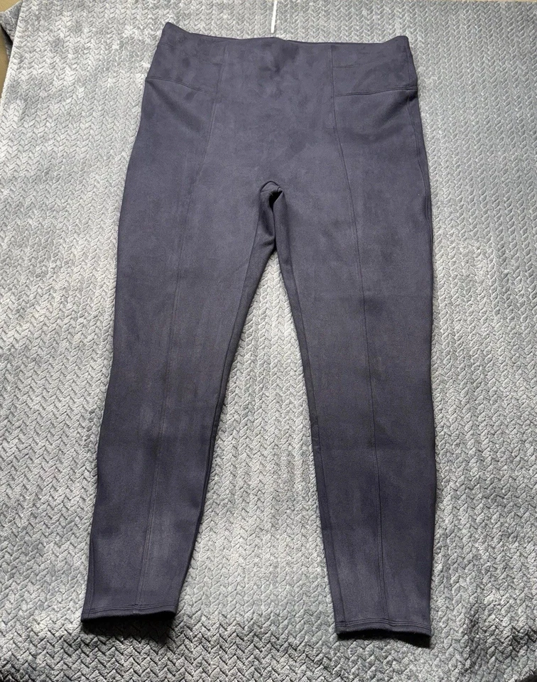 Leggings Spanx de gamuza sintética para mujer 3X pantalones elásticos de tiro alto azul marino Foto 2 de 4