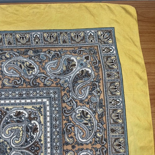 Liberty of London Scarf Yellow England Silk Paisley Quiet Luxury Vintage Size23" - Picture 3 of 11