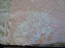1950-60's Reversible ELEPHANT FLORAL Cotton BABY BLANKET - 29" x 33-1/2"