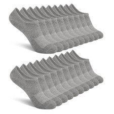 10 Pairs No Show Boys Socks Cotton Mesh Non Slip Low 7-10 Years Grey 10 Pairs