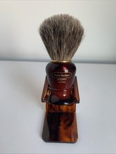 Vintage Hoffritz Austria Pure Badger Shaving Brush w/ Tortoise Stand Men  s
