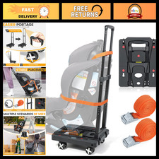 Folding Car Seat Dolly for Airport Travel - Portable Roller Cart, Black