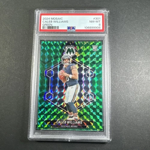 2024 Caleb Williams Green Mosaic Rookie Card Graded PSA 8 Bears Hot Young QB
