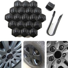 20PCS 19mm Black Car Wheel Lug Nut Cap Bolt Rim Screw Cover Trims + Removal Tool
