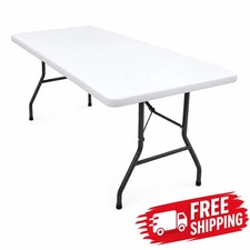 4FT 6FT 8FT Plastic Folding Table Cloth White Waterproof Party Indoor Outdoor
