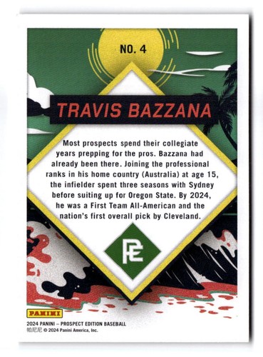 2024 Panini Prospect Edition Travis Bazzana Prepping For The Pros 4 Guardians RC - Picture 2 of 2
