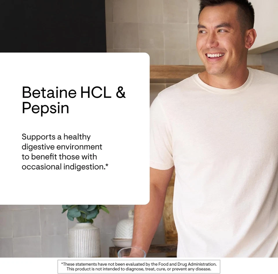 THORNE Betaína HCL y Pepsina 225 Cápsulas - Apoyo enzimático digestivo Foto 3 de 4