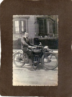 Fv14) Photo Young Man With Old Motorcycle Vintage.