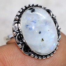 Rainbow Moonstone 925 Silver Plated Ring US 7 Superb Gift JW