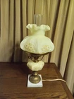 Fenton Antique  Rose Hand Painted And Signed  Glowing Lamp