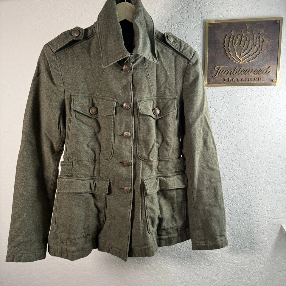 Chaqueta para mujer Rag & Bone verde oliva estilo militar botón delantero talla 2 Foto 2 de 4