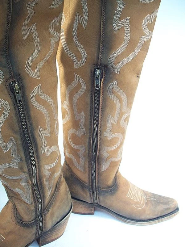 BOTAS WESTERN LIBERTY NEGRAS PARA MUJER 8,5 M SOBRE LA RODILLA DESGASTADAS PUNTA CORTA Foto 2 de 4