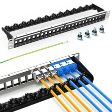 24 Port Patch Panel Blank UTP/STP 1U 19“ Keystone Patch Panel with Cable M
