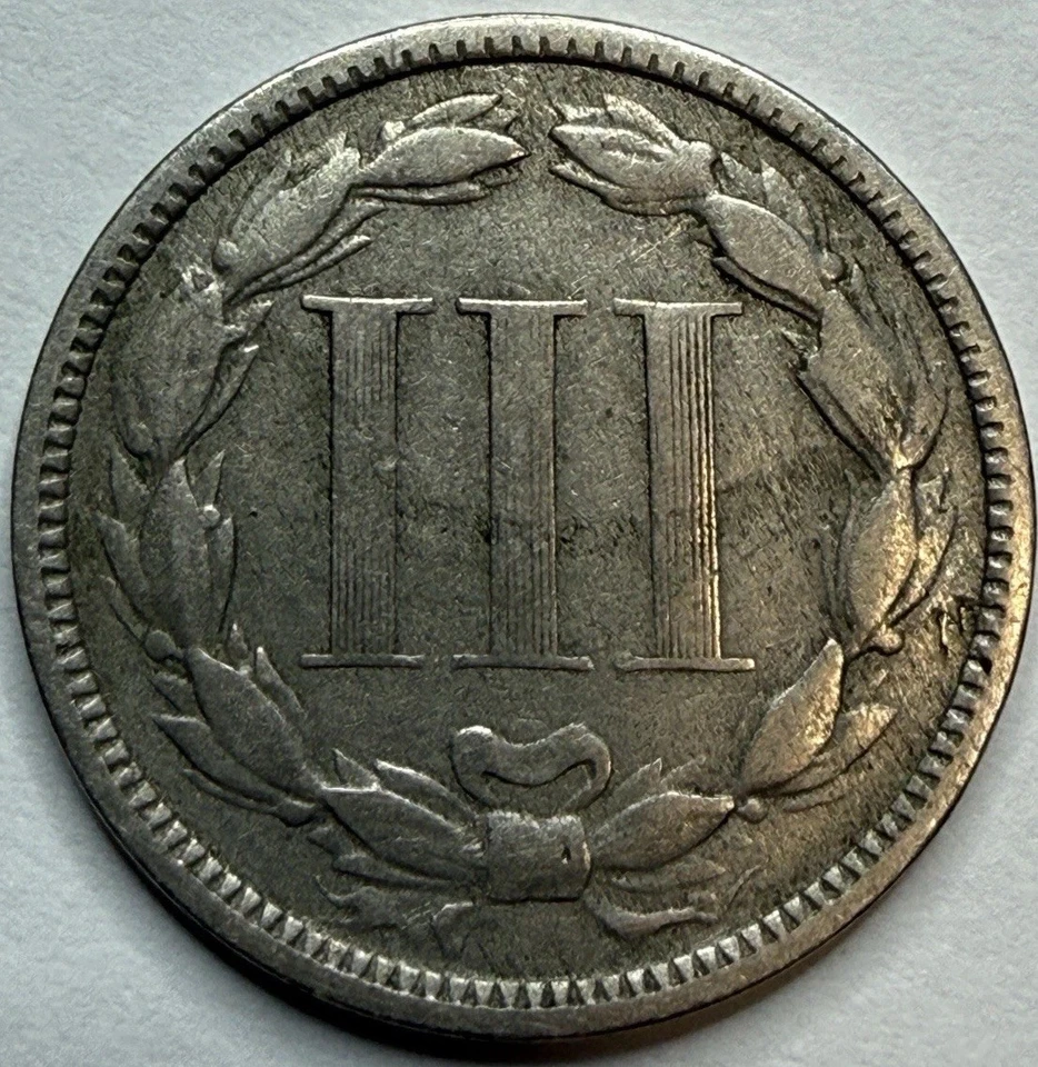 1875 US 3 Cent Nickel 3c Short Lived Type Coin Exact Coin Imaged #3C148 - Image 2 of 2