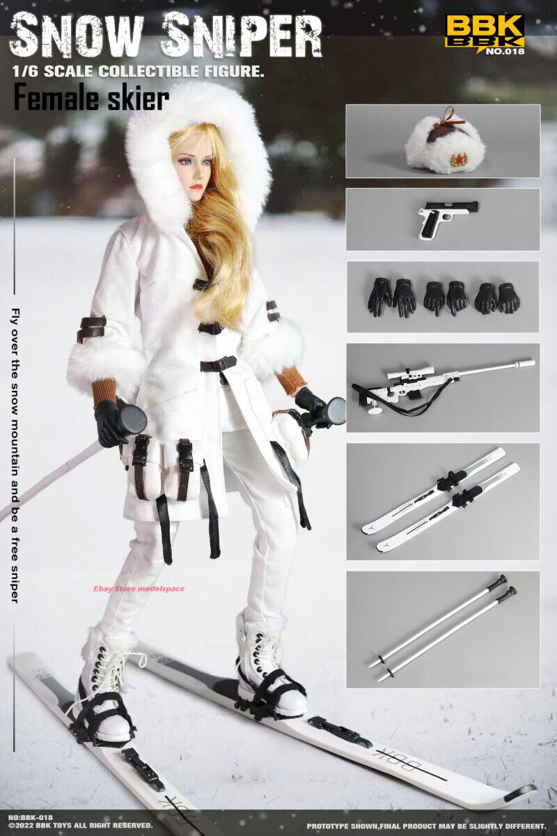 1/6 BBK BBK018 Snow Sniper Female Skier Action Figure Model 1/6 BBK BBK018 Snow Sniper Female Skier Action Figure Model