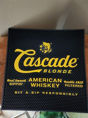 Cascade Blonde Whiskey Bourbon Fish Spill MAT Bar mat 16x16 Rubber Kentucky 
