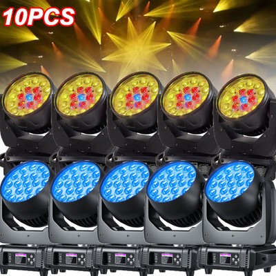 10X 19LED 285W Moving Head RGBW Lichteffekt Wash Bühnenlicht DMX Party SpotLicht