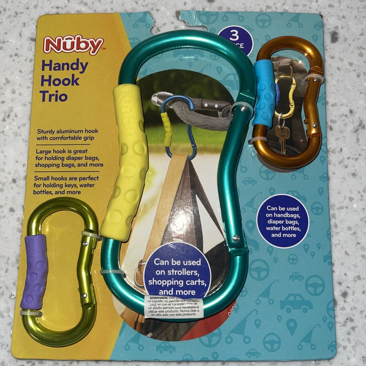 Nuby On The Go Handy Hook Trio PC Set GREAT FOR STROLLERS