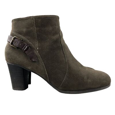 GH Bass & Co Women's Size 8M Ayda Brown Suede Side Zip High Heel Ankle Booties