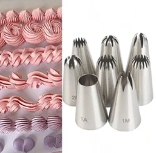 8pcs Stainless Steel Piping Nozzle Set - Pastry Tips for Cake Decorating - NEW