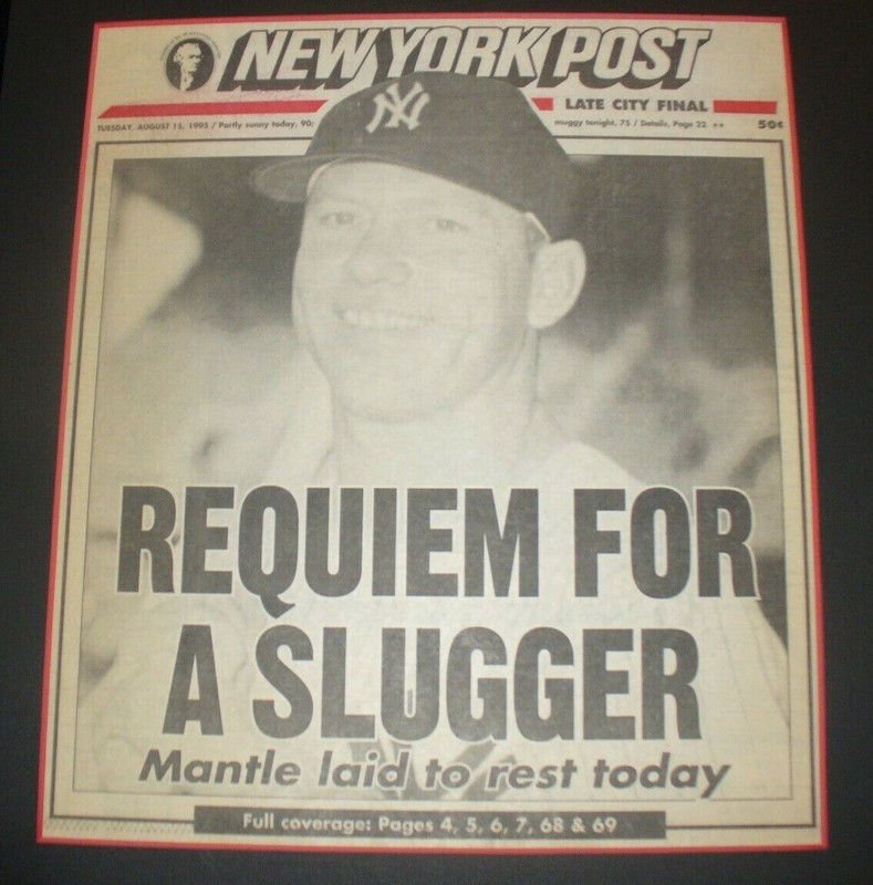 MICKEY MANTLE FUNERAL in NY POST