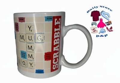 Scrabble Board Game Coffee Mug Hasbro Letter Tiles Word Finder Cup 2015 Pre-Own