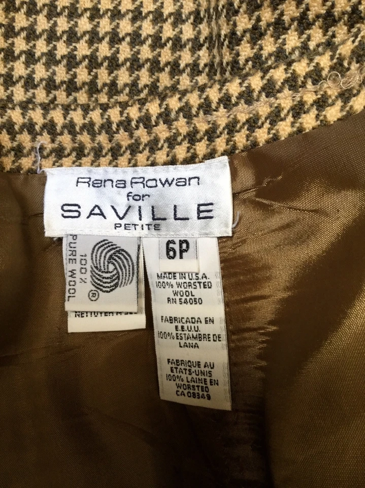 Falda lápiz de lana RENA ROWAN para SAVILLE - negra/bronceada pata de gallo a cuadros - talla 6P Foto 3 de 3