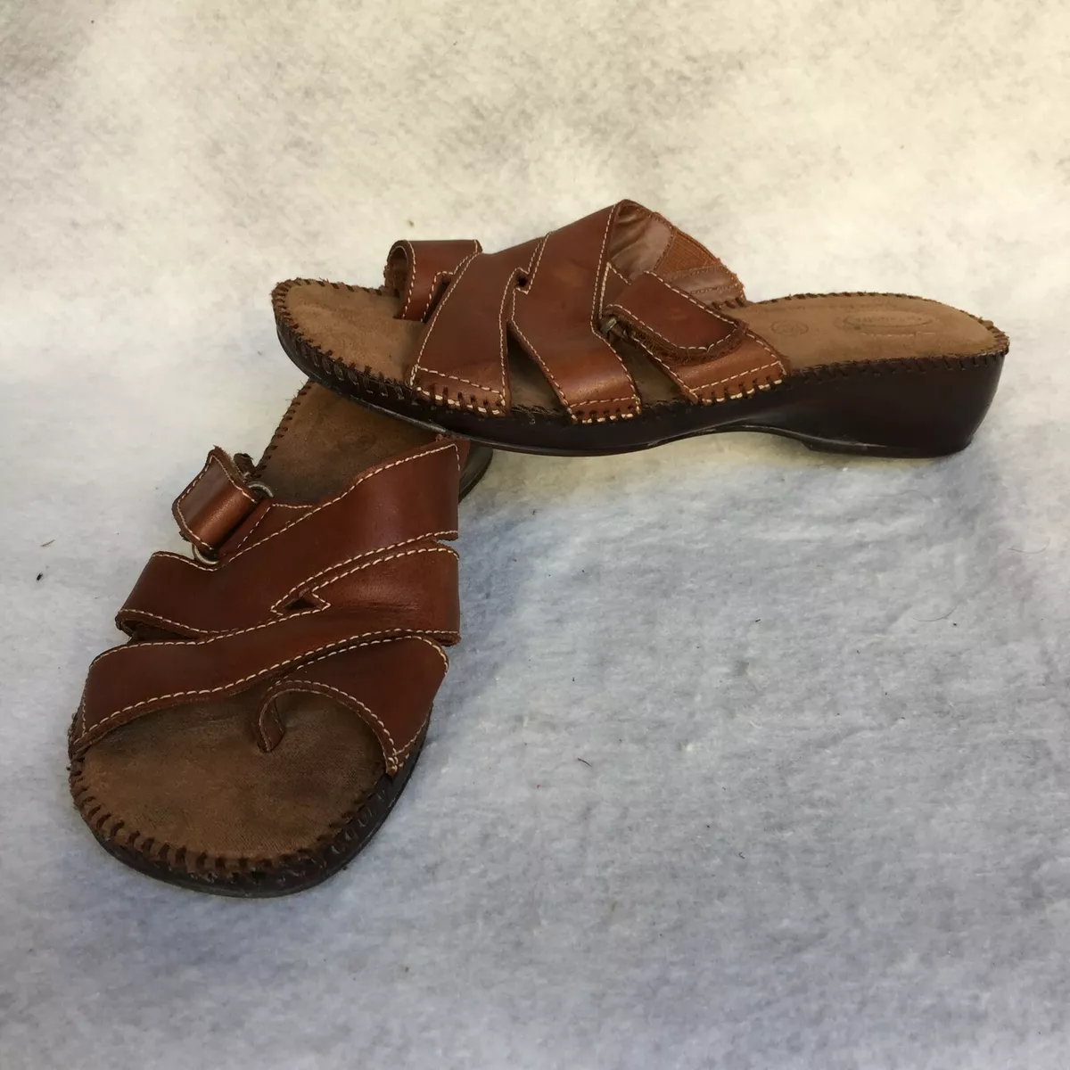 Dr. Scholl s Karen II Leather Sandals Women s 8.5 Brown eBay