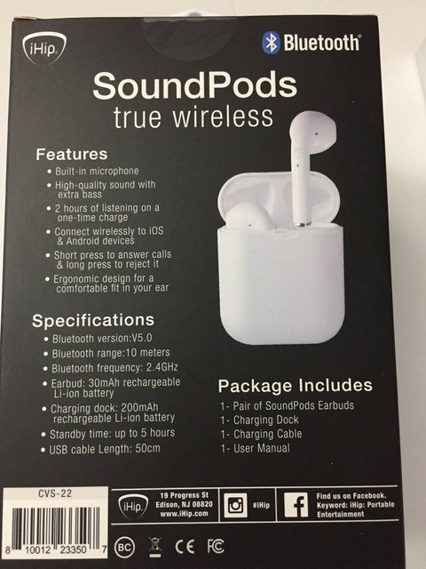 iHip Sound Pods True Wireless Earbuds 